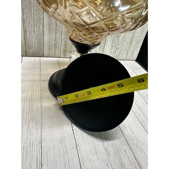 Vtg Decorative Brown Amber Swirl Glass Bowl W/Metal Pedestal & Lid 12.5" Tall - Picture 14 of 14